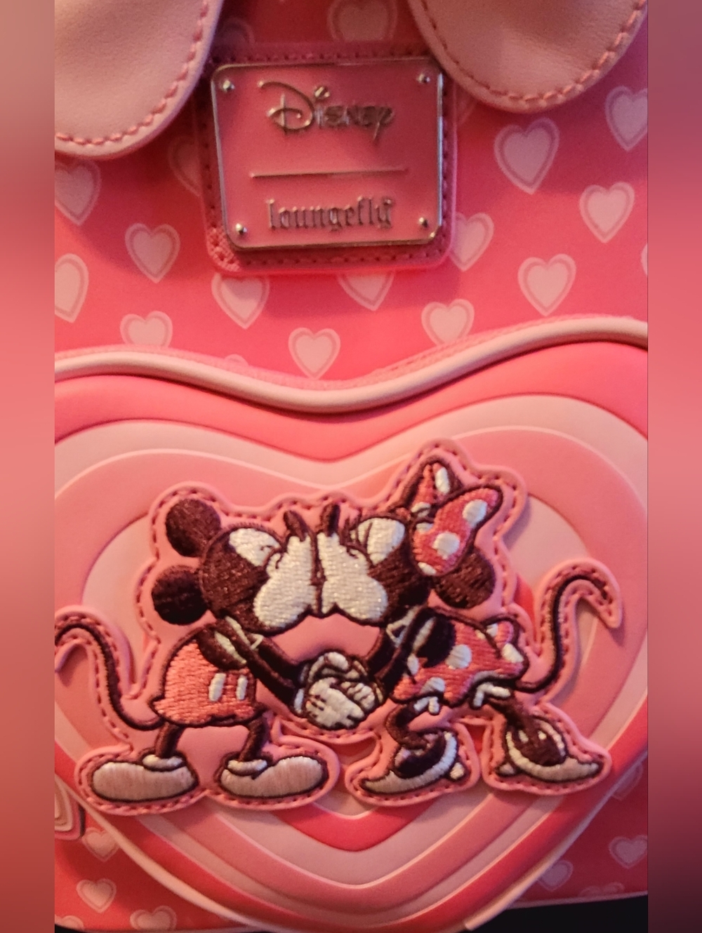 Loungefly Mickey and Minnie Valentine's hearts mini backpack - Picture 2 of 6